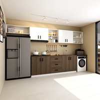 Kabinet dapur Modern dengan pintu kayu, pengatur penyimpanan lemari untuk dapur kecil, ukuran dapat disesuaikan, pemasangan mudah