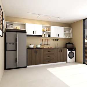Armoire <span class=keywords><strong>de</strong></span> <span class=keywords><strong>cuisine</strong></span> moderne avec portes, placard en bois, organisateur <span class=keywords><strong>de</strong></span> rangement <span class=keywords><strong>pour</strong></span> <span class=keywords><strong>petite</strong></span> <span class=keywords><strong>cuisine</strong></span>, taille et couleur personnalisables, installation facile - Product Image 5