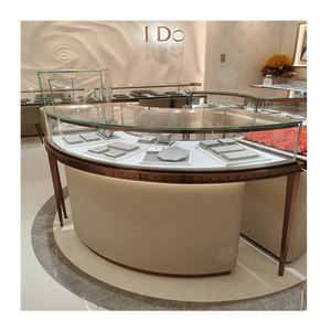 Hiện đại sang trọng thép không gỉ đồ trang sức cửa hàng hiển thị Showcase Vòng Kính truy cập với LED chiếu sáng có thể khóa - Product Image 1