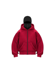 Verarbeitung Maßgeschneiderter Cross-Border Neuer Maskierter Doppellagiger Kapuzenpullover Jacke Locker Geschnittenes Streetwear-Herzmuster Polyester Herren - Product Image 4