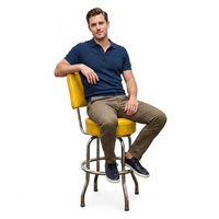 Tabourets de bar en métal avec dossier pivotant à 360 degrés, logo personnalisable, couleur au choix, coussin en PU PVC, chrome, pour la maison, la maison d'hôtes
