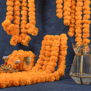 Ghirlanda Artificiale di Calendule da 1,5 m per Decorazioni Casa Diwali, Pooja, Haldi, Matrimoni Indiani, Halloween, <span class=keywords><strong>Giorno</strong></span> dei Morti, Feste ed Eventi - Product Image 5