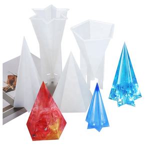 Molde de silicona con forma de <span class=keywords><strong>cono</strong></span> <span class=keywords><strong>Pentagonal</strong></span> Hexagonal epoxi de cristal DIY para luz nocturna de vela - Product Image 1