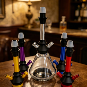 Cachimbas Portátiles de Aluminio de Colores Mixtos al por Mayor de China con 2 Mangueras, Estilo Árabe con Acabado Esmerilado - Product Image 6