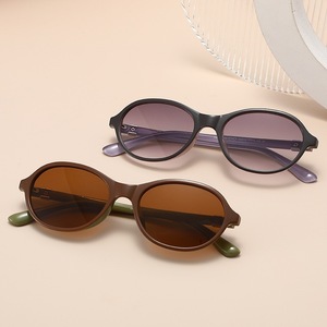 Oval <b>Sunglasses</b> Brown <b>Frame</b> PC Lens UV400 Protection For Women <b>Small</b> Faces - Product Image 2