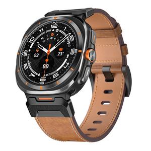 สายนาฬิกาหนังหรูหราขายส่งสำหรับ Samsung Galaxy Watch 7/8 Ultra 47 มม. พร้อมหัวเข็มขัดสแตนเลส - Product Image 6