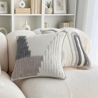 Housse de coussin carrée en coton et lin de style bohème avec franges décoratives pour coussin de canapé géométrique