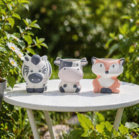 Pot de fleurs en céramique vierge personnalisable à peindre, motifs animaux (Vache, Renard, Panda) ou fleurs, mini-jardinière pour plantes succulentes, pour projets DIY, activités artistiques et peinture manuelle pour enfants