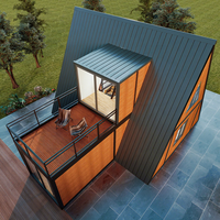 Hôtel conteneur de 20 pieds à deux étages Maison préfabriquée en acier Villa capsule en bois Maison modulaire portable avec balcon