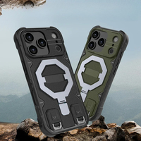Coque de téléphone robuste en métal magnétique avec support pour iPhone 17 Air 16 15 14 Plus 13 Pro Max, anti-chute avec cordon, coque arrière