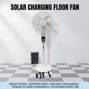 Ventilateur sur pied populaire avec chargeur de téléphone portable, pour extérieur et intérieur, 16-18 pouces, rechargeable, solaire, avec télécommande et lumière LED - Product Image 4
