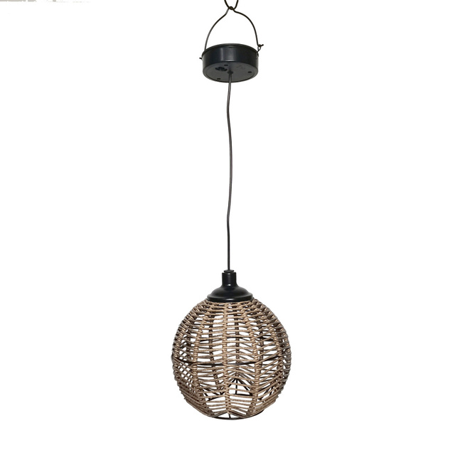 Natural Rattan Small LED Hanging Solar Battery Operated Water-Resistant IP44 Garden Lights Twilight Sensor for Outdoor/Indoor