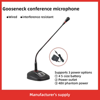 Microphone à condensateur filaire à col de cygne de bureau 48V XLR, microphone de conférence à réduction de bruit avec matériau plastique