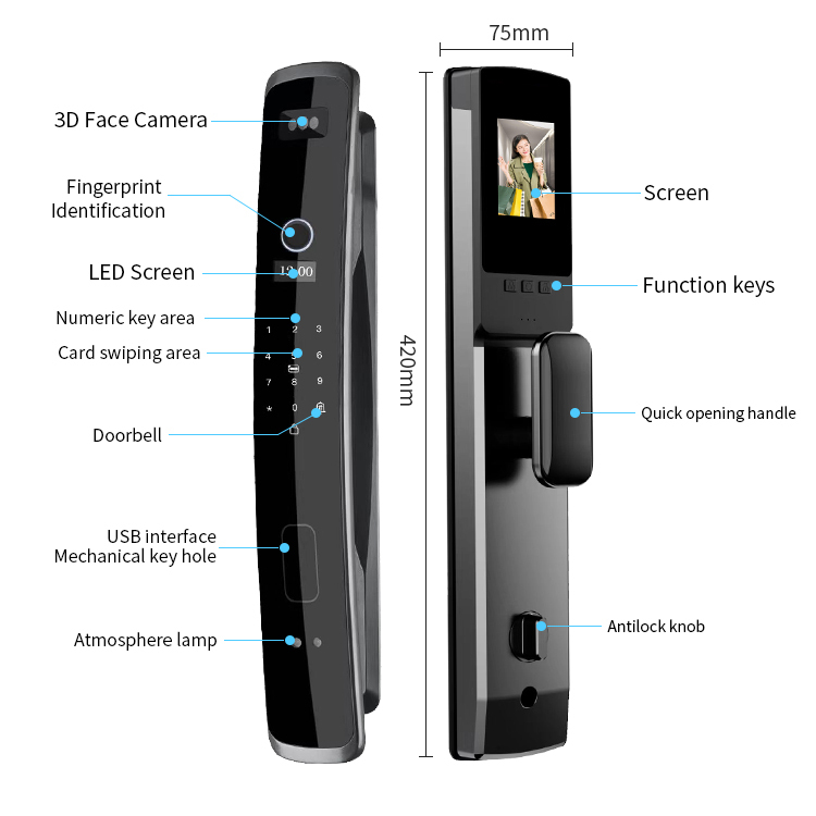 Factory Price 3D Face Recognition Biometric Fingerprint Smart Door Lock Wishome Wifi Digital Locks · image 5