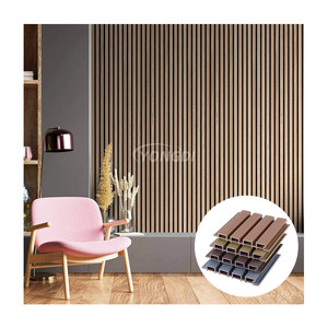 Revêtement mural intérieur 3D en bois véritable, panneaux muraux acoustiques en plastique WPC insonorisés pour chambre à coucher - Product Image 6