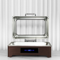 LIYUNDA Stock Equipment Houtnerf Smart Panel Chafing Dish RVS Economische Voedselwarmer met Kinderslot