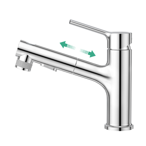 ก๊อกน้ำร้อนและน้ำเย็นแบบดึงออกได้ ทำจากสแตนเลส 304 ขัดเงา รูเดียว - Product Image 1