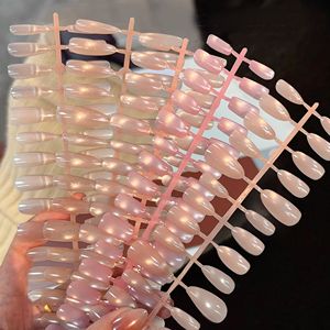 30個入り シンプルな無地 フレンチガラスビーズ キャッツアイ ヌードピンク 付け爪 スクエア アーモンド パール調 つけ爪 XS/S/<span class=keywords><strong>M</strong></span> - Product Image 1