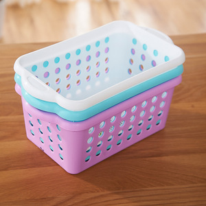 Plastic Storage <b>Basket</b> Rectangle White Pink Blue <b>Stackable</b> Desktop Organizer Office Bathroom Kitchen Use - Product Image 4