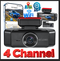 Caméra de tableau de bord 4K dissimulée, 4 canaux avant et arrière, application WIFI, DVR de voiture avec GPS intégré, enregistreur de conduite, moniteur de stationnement, caméra embarquée 4K
