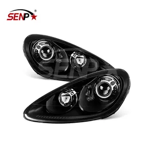 SENPEI Автозапчасти для 11-14 Porsche Cayenne 958 Биксеноновые адаптивные четырехъядерный светодиодные фары черные PDLS 7P5941031BC,7P5941032BC
