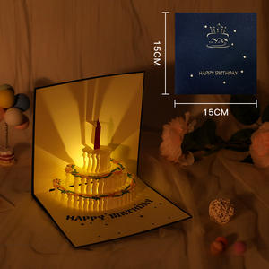 Cartes de vœux d'anniversaire pop-up 3D, carte de gâteau d'anniversaire à lumière LED chaude, cadeaux pour maman, femme, soeur, garçon et fille - Product Image 1