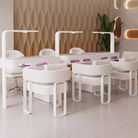 Mobilier Moderne pour Salon de Manucure : Ensemble Table et Chaise de Manucure Individuel Luxe, Table à Ongles Blanche avec Aspirateur de Poussière et Lampe UV