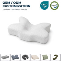 Oreiller ergonomique en mousse à mémoire de forme, réglable en hauteur, avec support cervical, en tissu papillon doux pour la peau, personnalisé, directement de l'usine, pour l'export.