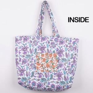 Large <b>Summer</b> Quilted Cotton Open Tote <b>Bags</b> Custom Fashion Shopping Travel Women's Handbags Reversible Floral Print Shoulder <b>Bag</b> - Product Image 3