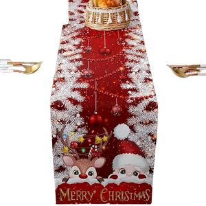 Camino de Mesa Navideño Moderno de Lino Tejido Estampado para Decoración del Hogar, Hoteles y Fiestas - Duradero y Ecológico - Product Image 1