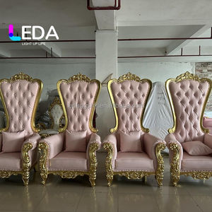 Sillas de trono LEDA King y Queen de respaldo alto, económicas, color rosa plateado, sillas de boda de lujo para novio y novia. - Product Image 1