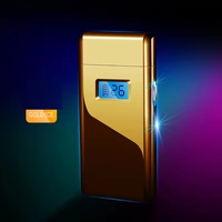 Briquet électronique en métal coupe-vent à arc plasma avec écran LCD, logo laser personnalisé, rechargeable par USB, pour cigares et cigarettes