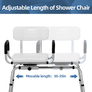 360 °   Silla de Ducha Giratoria y Deslizante, Banco de Transferencia Ajustable para Bañera, Almohadilla Antideslizante, Reposabrazos Impermeables, Capacidad de Peso de 350 LB, Silla de Baño - Product Image 3