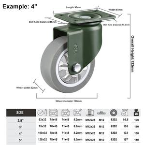 Fundi dor de ruedas al por Bürgermeister 3/4/5 Rollen Gummi Dreh räder Möbel Rollen - Product Image 4
