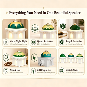 Lampe LED en plastique avec affichage du Coran, veilleuse islamique musulmane pour chambre à coucher, chevet d'enfant, cadeau du Ramadan, commande par bouton, prise EU/UK - Product Image 4