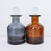 Flacon diffuseur roseau en verre de luxe et unique avec logo personnalisé 100ml 150ml 250ml Diffuseur rond vide transparent avec bâton et couvercle