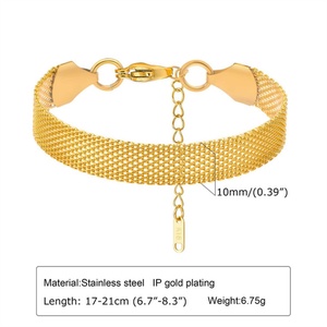 10mm Width Personalized Chunky Strap <b>Bangles</b> Stainless Steel Braided Net Shape Bracelet Jewelry <b>Set</b> - Product Image 5