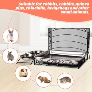 Mangeoire à foin Oniya Black 3 en 1 pour lapins avec bac à litière et bols, mangeoire à foin pour cochons d'Inde avec support à foin en métal - Product Image 4