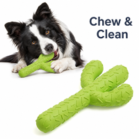Jouet pour chien en caoutchouc Cactus de la collection Brand, avec design multi-grip de 19,6 cm pour soulager l'ennui et l'exercice oral quotidien