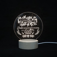 Lampe de nuit en acrylique design personnalisé pour cadeau de fête des mères lampe à led en bois présente une lumière cadeau personnalisée créative pour maman
