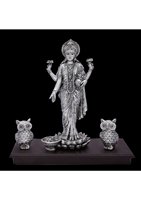 Statue religieuse hindoue artisanale de la déesse Lakshmi en forme de hibou, plaquée argent et or 24 carats, pour mariage, Diwali, anniversaire, Puja, temple domestique