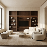 Console TV intégrée haut de gamme en bois de noyer ISO, murale, multifonctionnelle, pour salon et chambre, espace architectural OEM