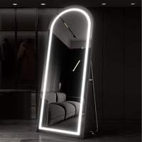 Miroir de salle de bain LED à écran tactile intelligent CF, 3 couleurs, miroir de salon de coiffure pleine longueur, cadre, miroir sur pied, miroir de toilette pour le corps entier