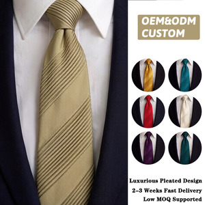 <span class=keywords><strong>Corbata</strong></span> de Poliéster Plisada Lisa en Varios Colores, para Ocasiones Formales de Negocios, <span class=keywords><strong>Corbata</strong></span> OEM, Tejido de Poliéster Reciclado - Product Image 1