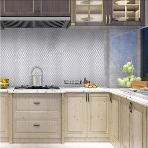 Résistant à l'huile brillant 3D feuille d'aluminium stickers muraux résistant à la chaleur étanche auto-adhésif <span class=keywords><strong>cuisine</strong></span> dosseret papier peint rouleaux - Product Image 3