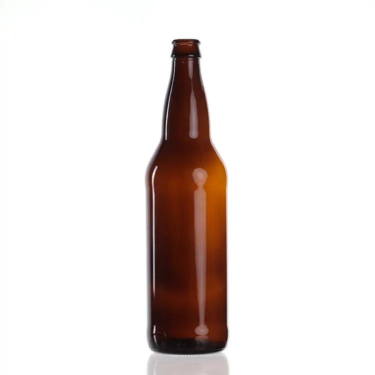 Botella de vidrio de cerveza de color transparente y ámbar de pedernal con tapa de corona 200ml 250ml 330ml 500ml al por mayor