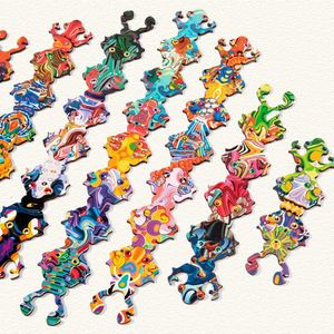 Cadeau incroyable pour adultes, puzzles en bois colorés et artistiques, amusants et magnifiques, en forme de grenouille, pour la décoration murale - Product Image 3