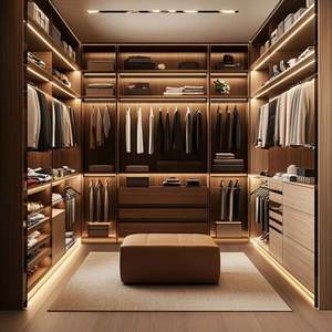 Armoire moderne de dernière génération, design intégré en bois, couleur noire, armoire sur mesure, rangement personnalisé, armoire à linge, dressing - Product Image 4