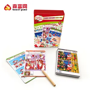 Back And Front Custom Printing Children Kids Christmas Drawing Cards Game Manufacturers