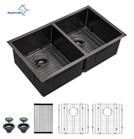 Aqua cubic CUPC 33 pouces Double bol sous-monté calibre 16 évier de cuisine en acier inoxydable 304